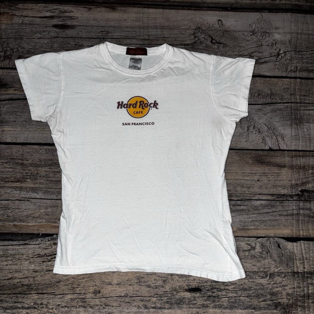 Hard Rock Cafe San Francisco Womens White T Shirt Size Small Y2K